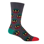 Men's Peace Sign Socks Crew Grey