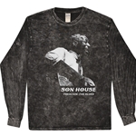 Graphic Son House Contrast Long Sleeve T-Shirt - Black Mineral Wash