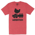 Woodstock Black Bird & Guitar Logo T-Shirt - Lightweight Vintage Style