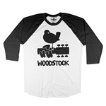 Woodstock Black Bird & Guitar Logo Baseball T-Shirt