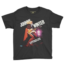 Johnny Winter Captured Live Youth T-Shirt - Lightweight Vintage Style