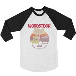 Bird & Guitar Woodstock Baseball T-Shirt