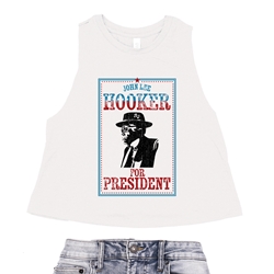 Official John Lee Hooker for President Racerback Crop Top - Women's