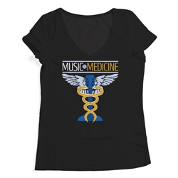 Music is Medicine Ladies V-Neck T Shirt