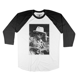 John Lee Hooker Black & White Photo Baseball T-Shirt