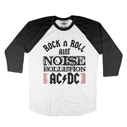 AC/DC Rock and Roll Ain't Noise Pollution Raglan Baseball Tee