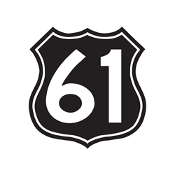 Highway 61 Vinyl Decal - for Cars, Glass, Music Instrument Cases and Surfaces