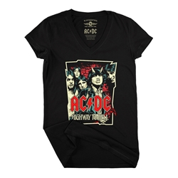 AC/DC Highway To Hell Drawing Ladies V-Neck T Shirt
