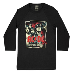 AC/DC Highway To Hell Drawing Raglan Baseball Tee