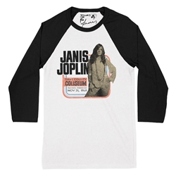 Janis Joplin Coliseum Concert Raglan Baseball Tee