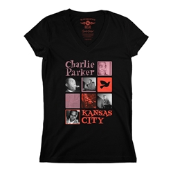 Charlie Parker Boxes Ladies V-Neck T Shirt