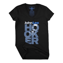 Stacked John Lee Hooker Ladies V-Neck T Shirt