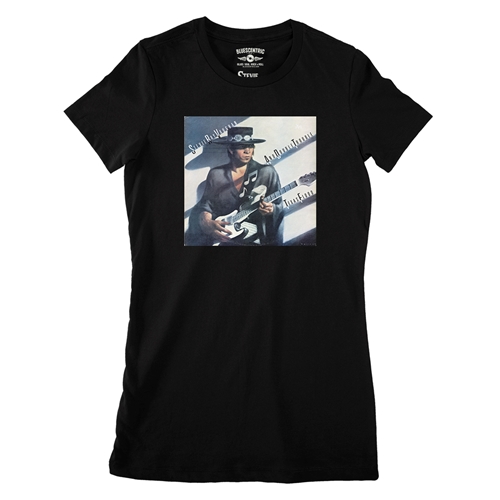 Stevie Ray Vaughan Texas Flood Album Cover Ladies T Shirt - Relaxed Fit - ladiesblack