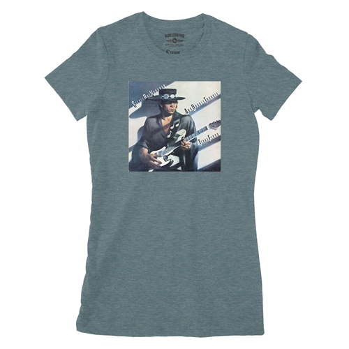 Stevie Ray Vaughan Texas Flood Album Cover Ladies T Shirt - Relaxed Fit - ladiesheatherdeepteal
