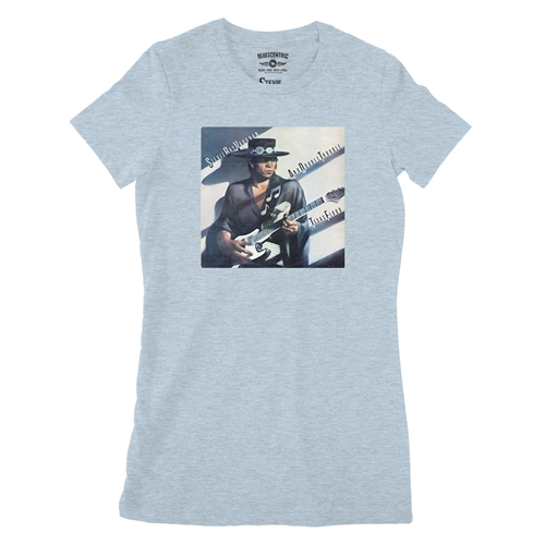 Stevie Ray Vaughan Texas Flood Album Cover Ladies T Shirt - Relaxed Fit - ladiesheatherprismblue
