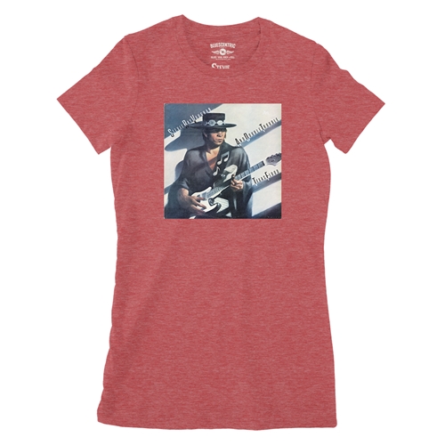Stevie Ray Vaughan Texas Flood Album Cover Ladies T Shirt - Relaxed Fit - ladiesheatherred