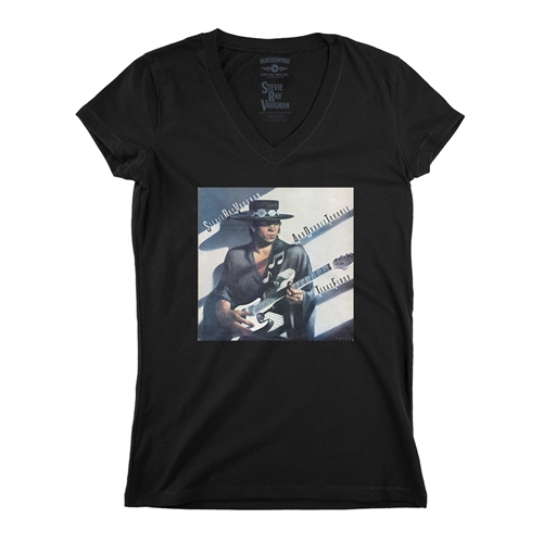 Stevie Ray Vaughan Texas Flood Album Cover V-Neck T Shirt - Women