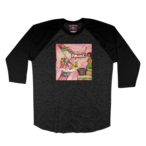 Funkadelic One Nation Under a Groove Album Baseball T-Shirt - raglanblackblacksleeve