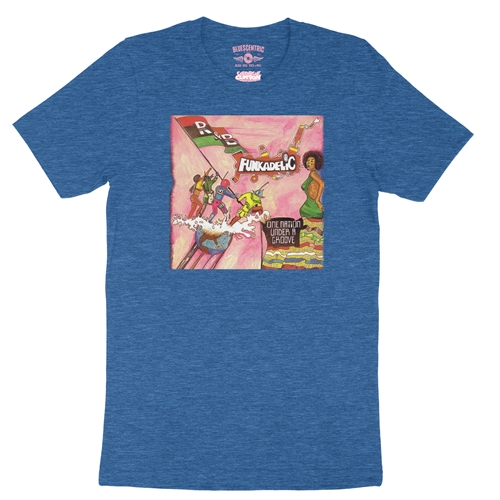 Funkadelic One Nation Under a Groove Album T-Shirt - Lightweight Vintage Style - vintageheatherroyalblue