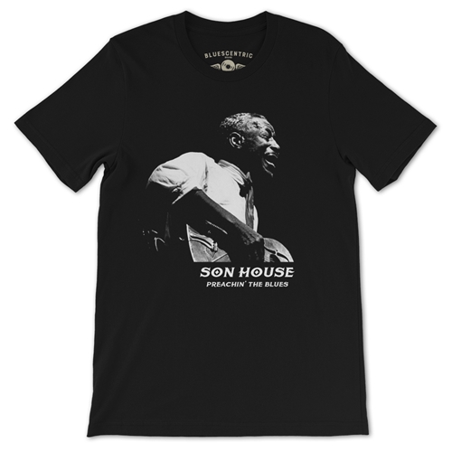 Graphic Son House Contrast T-Shirt - Lightweight Vintage Style - vintageblack