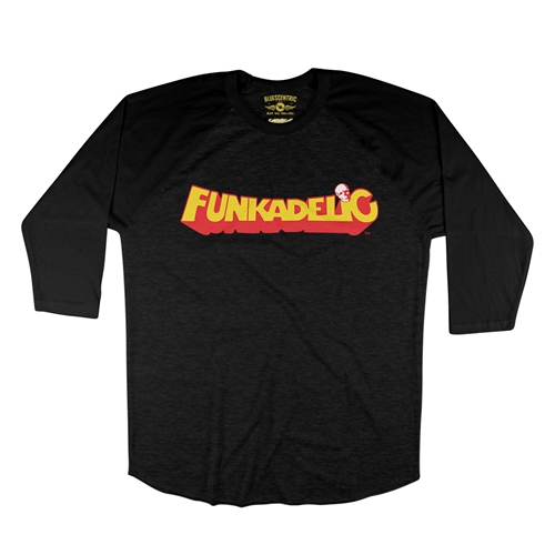 Red Funkadelic Logo Baseball T-Shirt - raglanblackblacksleeve
