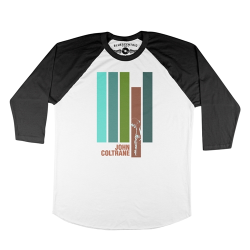 John Coltrane Jazz Baseball T-Shirt - raglanwhiteblacksleeve