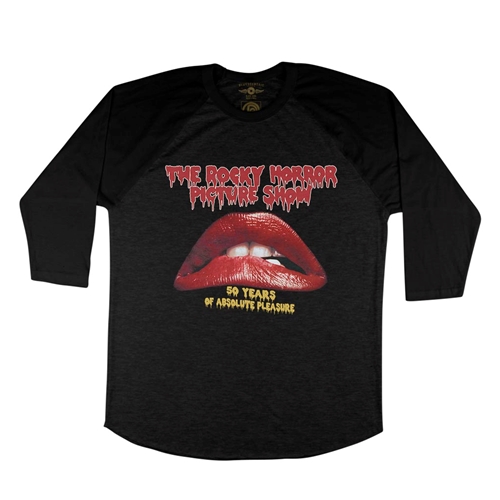 Rocky Horror Picture Show 50th Baseball T-Shirt - raglanblackblacksleeve
