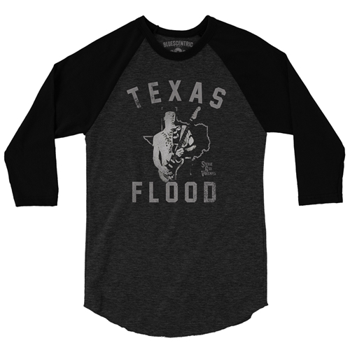 Stevie Ray Vaughan Texas Flood Baseball T-Shirt - raglanblackblacksleeve