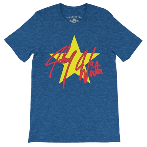 Johnny Winter 80s Tour T-Shirt - Lightweight Vintage Style - vintageheatherroyalblue
