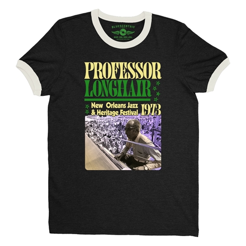 Professor Longhair Jazz Fest Ringer T-Shirt - ringerblackcreamtrim