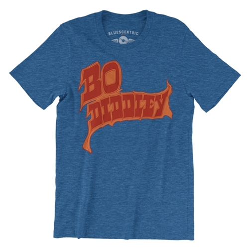 Firey Bo Diddley T-Shirt - Lightweight Vintage Style - vintageheatherroyalblue