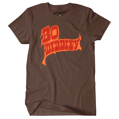 Firey Bo Diddley T-Shirt - Classic Heavy Cotton - classicchocolate