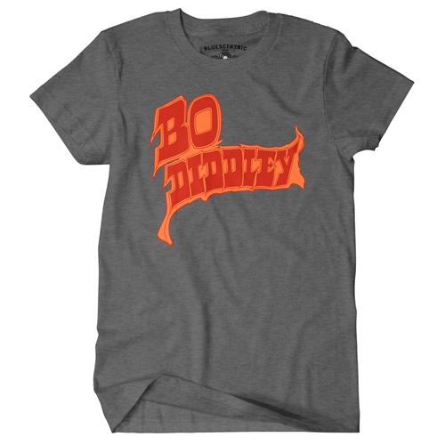 Firey Bo Diddley T-Shirt - Classic Heavy Cotton - classicheathergrey