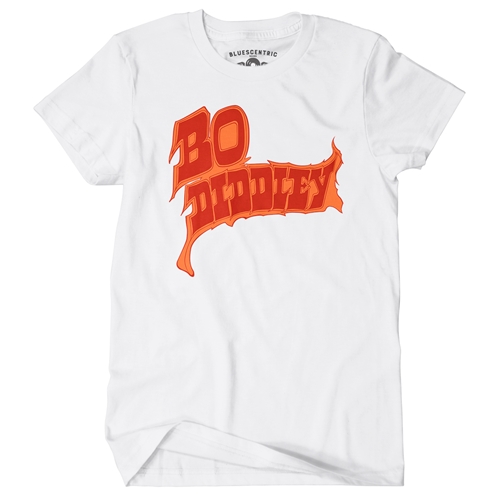 Firey Bo Diddley T-Shirt - Classic Heavy Cotton - white