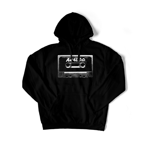 Black and White Analog Tape Pullover Jacket - hoodieblack