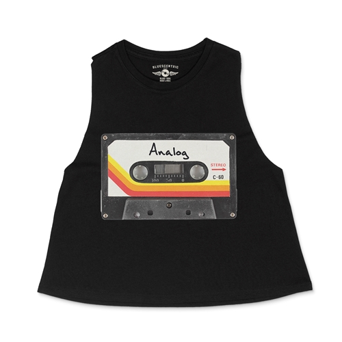 80s Analog Tape Racerback Crop Top - Women