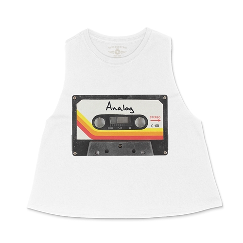 80s Analog Tape Racerback Crop Top - Women