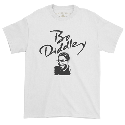 Old School Bo Diddley T-Shirt - Classic Heavy Cotton - white
