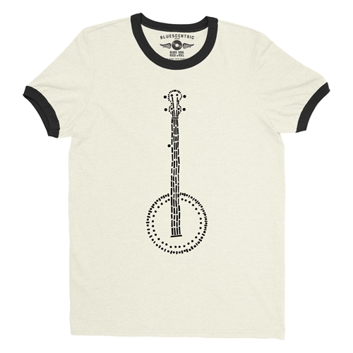 Folk Banjo Ringer T-Shirt - ringernaturalblacktrim