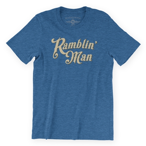 Ramblin Man T-Shirt - Lightweight Vintage Style - heatherbbblue