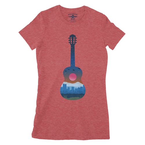 Guitar City Ladies T Shirt - Relaxed Fit - ladiesheatherred