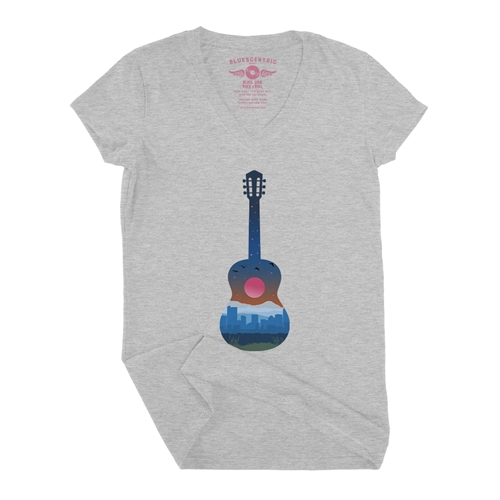 Guitar City V-Neck T Shirt - Women
