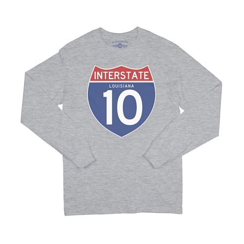 Interstate 10 Louisiana Long Sleeve T-Shirt - longsleeveathleticheather