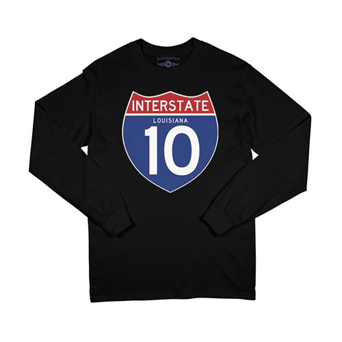Interstate 10 Louisiana Long Sleeve T-Shirt - longsleeveblack