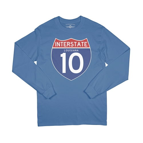 Interstate 10 Louisiana Long Sleeve T-Shirt - longsleeveblue