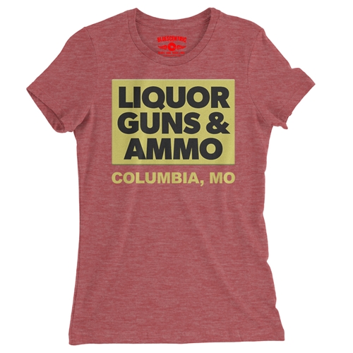 Liquor Guns & Ammo Ladies T Shirt - Relaxed Fit - ladiesheatherred
