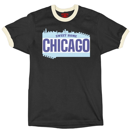 Sweet Home Chicago Ringer T-Shirt  - ringerblackcreamtrim