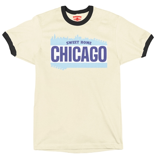 Sweet Home Chicago Ringer T-Shirt  - ringernaturalblacktrim