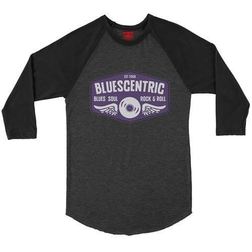 Bluescentric Logo Baseball T-Shirt - raglanblackblacksleeve