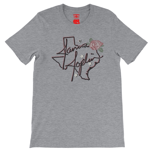 Janis Joplin Texas Rose T-Shirt - Lightweight Vintage Style - vintageathleticheather